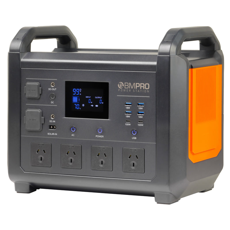 Load image into Gallery viewer, BMPRO Portable Power Station 1600w Pure Sine Inverter 120AH Battery