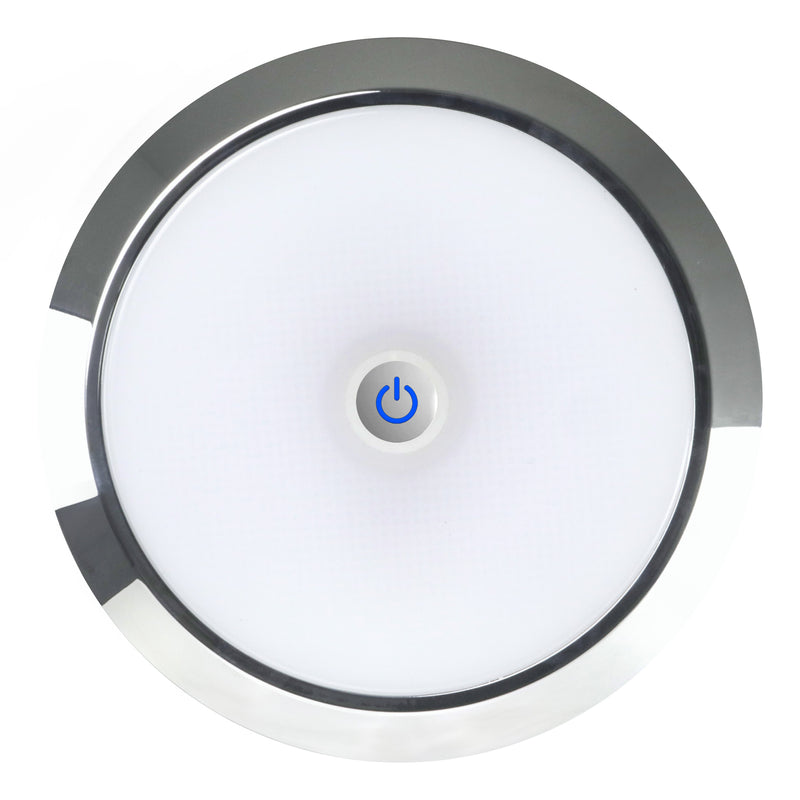 Load image into Gallery viewer, Iluma 12v Slimline Touch On / Off LED Downlight Blue / White Light 140mm Chrome