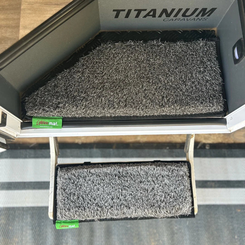 Load image into Gallery viewer, Muk Mat Angled Caravan Step Mat 28.5cm x 60cm Dark Grey