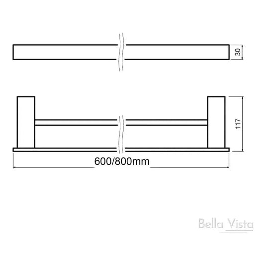 Chunky Double Towel Rail 600mm Black