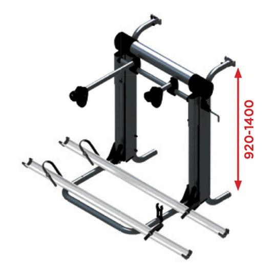 Electric 12V Bike Lift Rack Carrier 2 Bike 920-1400mm Range For Fat Tyres Inc Remote-Black