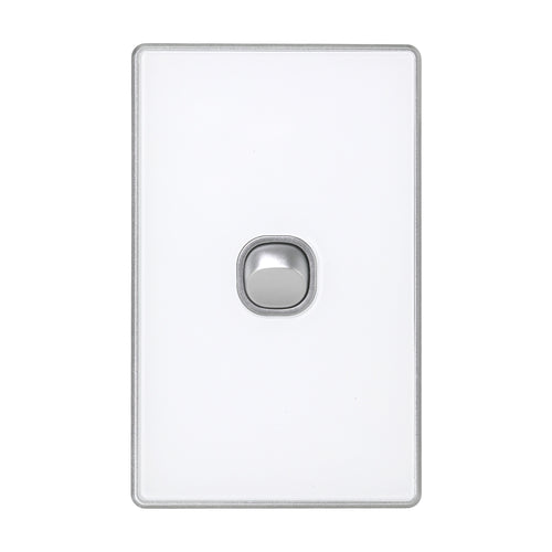 Iluma 1 Gang Light Switch Acrylic D-Series Silver/White
