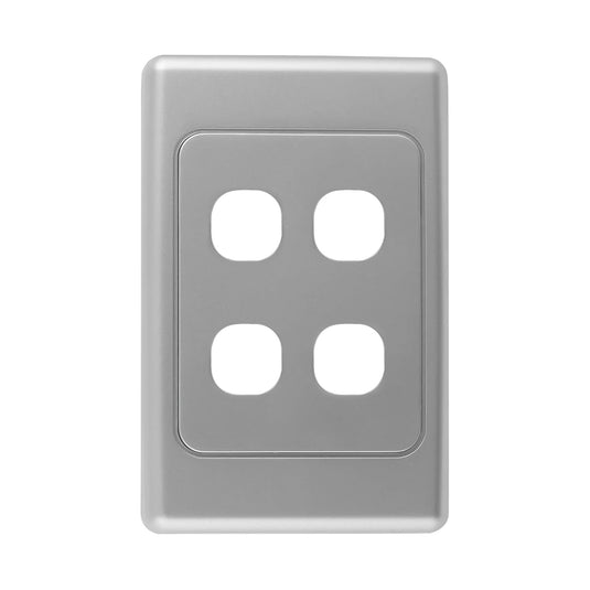Iluma 4 Gang Light Switch Cover Plate Only Silver