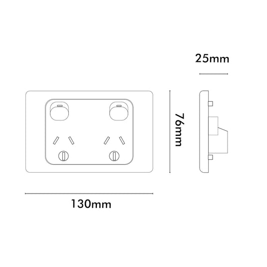 Iluma Double Pole 10A Double GPO PowerPoint 2000 Series Normal Supply Print White