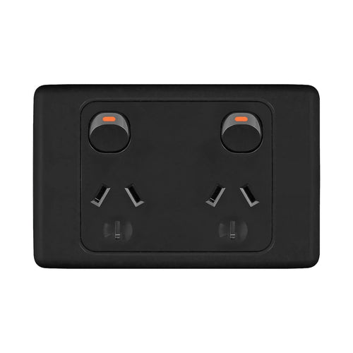 Iluma Double Pole 10A Double GPO PowerPoint Black