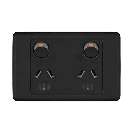Iluma Double Pole 10A Double GPO PowerPoint Black
