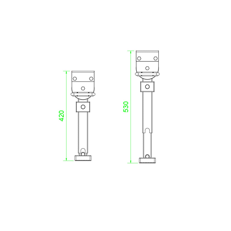 Load image into Gallery viewer, Iluma Drop Down Stabilizer Leg Corner Steadies 420mm Zinc
