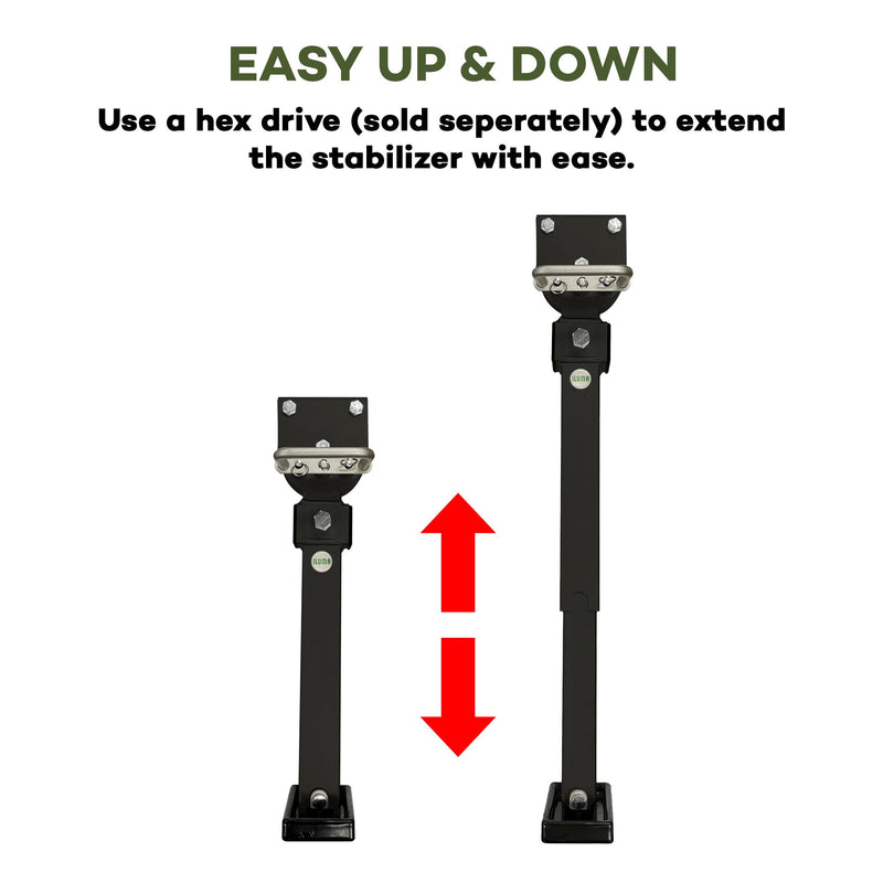 Load image into Gallery viewer, Iluma Drop Down Stabilizer leg Corner Steadies 420mm Black
