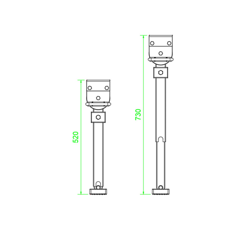 Load image into Gallery viewer, Iluma Drop Down Stabilizer leg Corner Steadies 520mm Black
