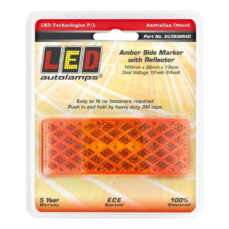 Load image into Gallery viewer, LED Autolamp 12/24V Amber Side Marker with Built in Reflector Blister
