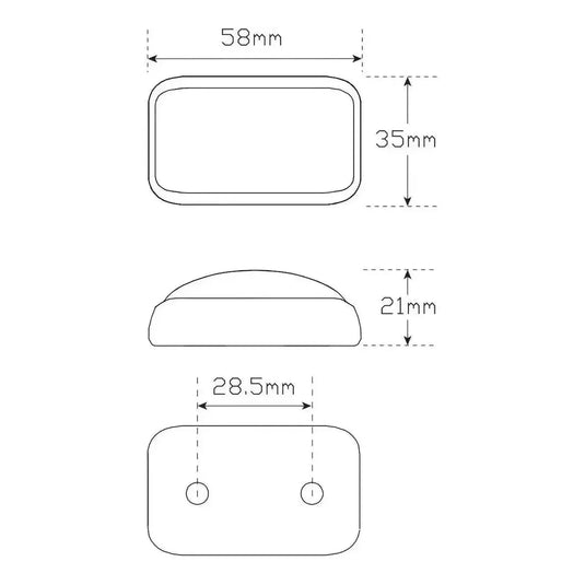 LED Autolamp 12V/24V Side Direction Indicator Marker 58x35x21mm