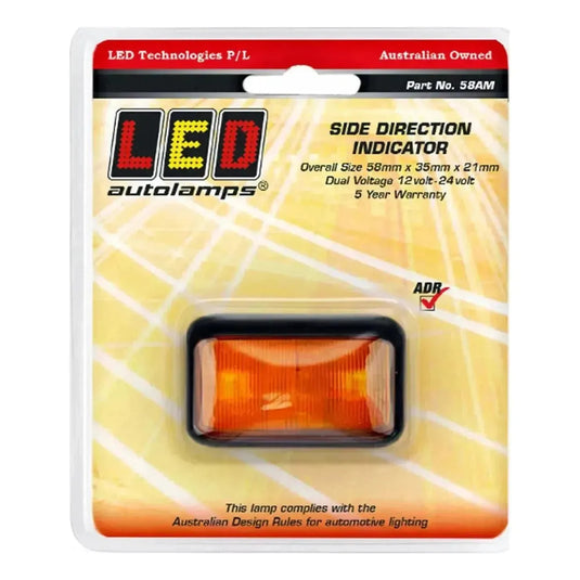 LED Autolamp 12V/24V Side Direction Indicator Marker 58x35x21mm