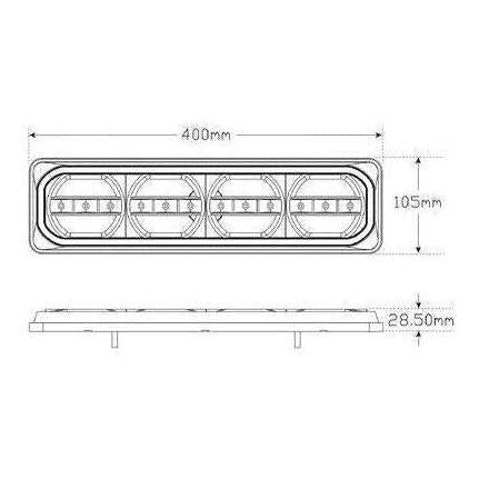 Load image into Gallery viewer, LED Autolamp LHS 12V Stop/Tail/Indicator/Reverse Taillight 385x104x31mm
