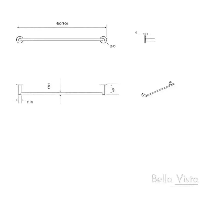 Load image into Gallery viewer, Mica Single Rail Towel Rack 600mm Chrome
