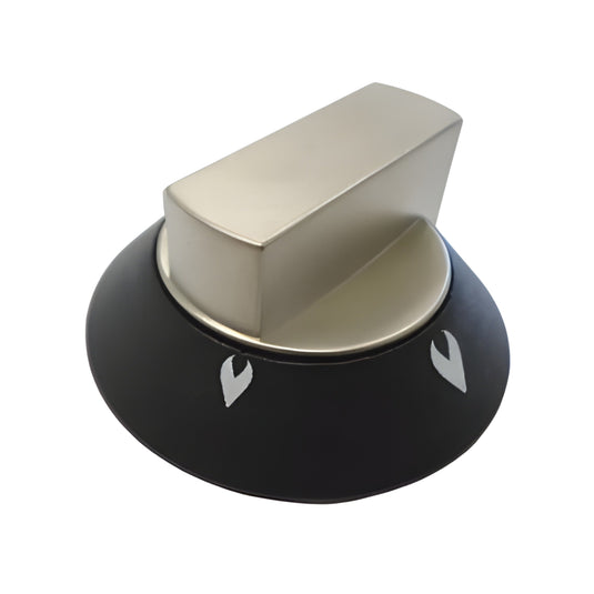 Thetford Replacement Spare Cooker Knob Satin Aluminium / Black x 1