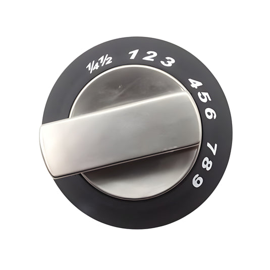 Thetford Replacement Spare Cooker Knob Satin Aluminium / Black x 1