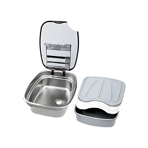 Thetford Stainless Sink Bowl with Glass Lid & Accessories